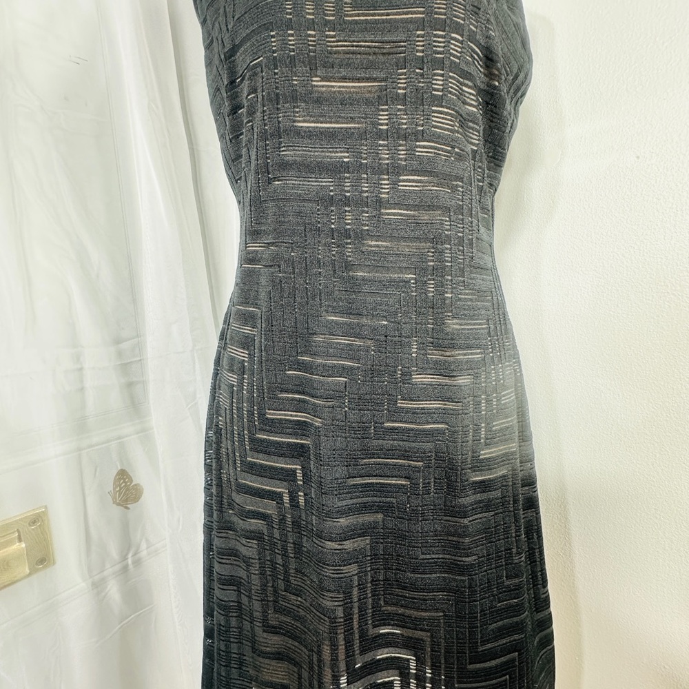 American Living Black Sheer Chevron Dress - Picture 2 of 6